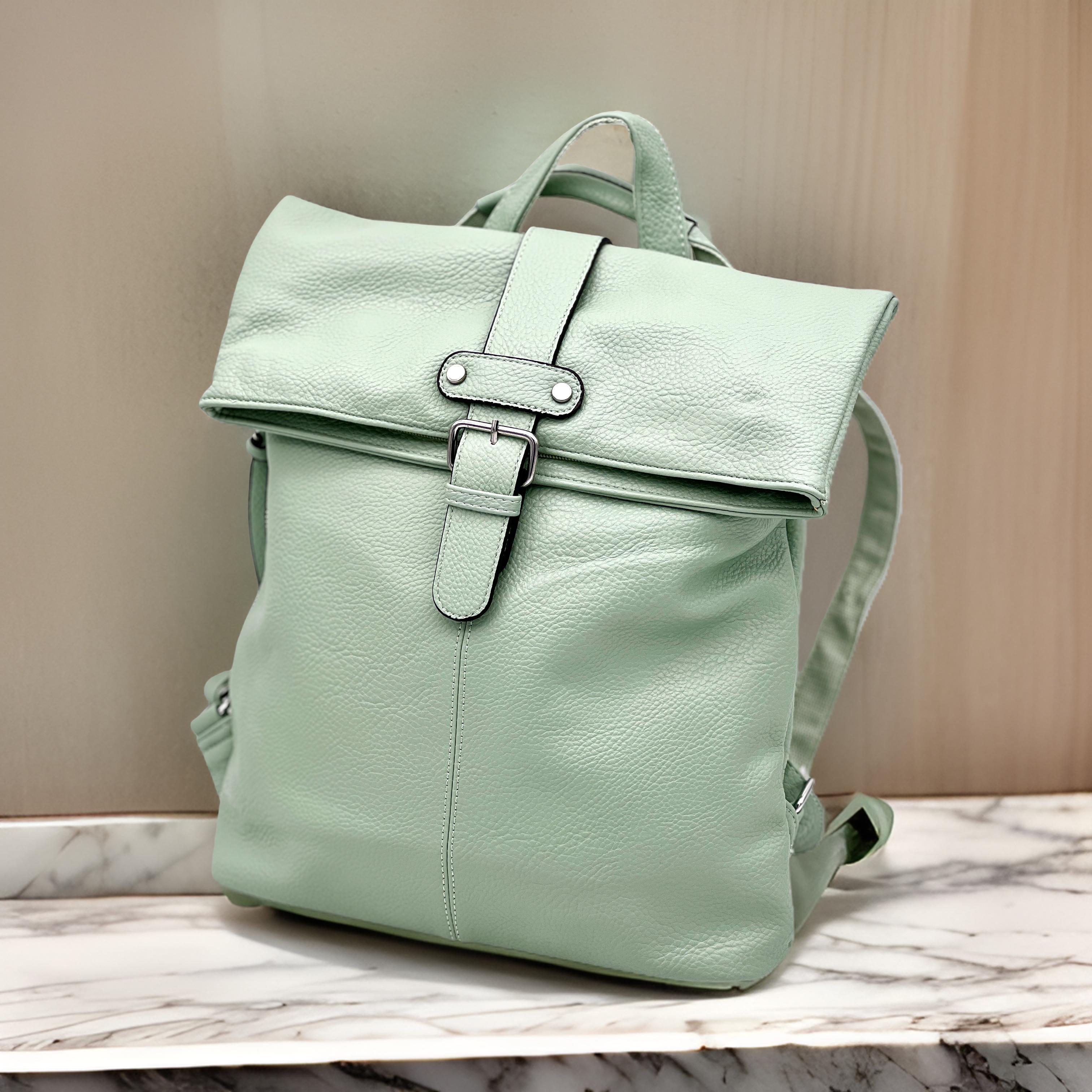 rucsac de dama din piele pe culoarea verde